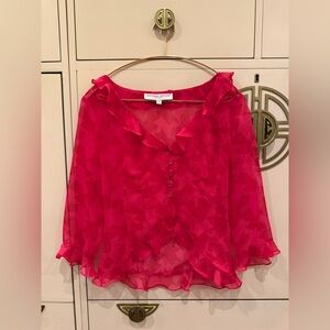 Donna Ricco Vibrant Pink Sheer Blouse